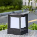 Waterproof Solar Black Metal Cube Outdoor Post Lights