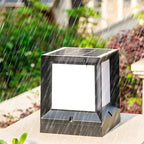Waterproof Solar Black Metal Cube Outdoor Post Lights