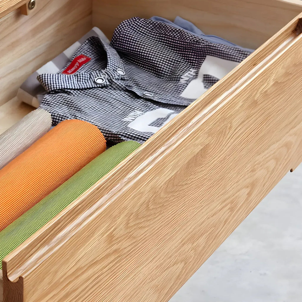 Traditional Natural Solid Wooden Double Dressers with Drawers