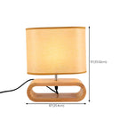 Bedside Wood LED Plug In Table Lamp in Fabric Shade