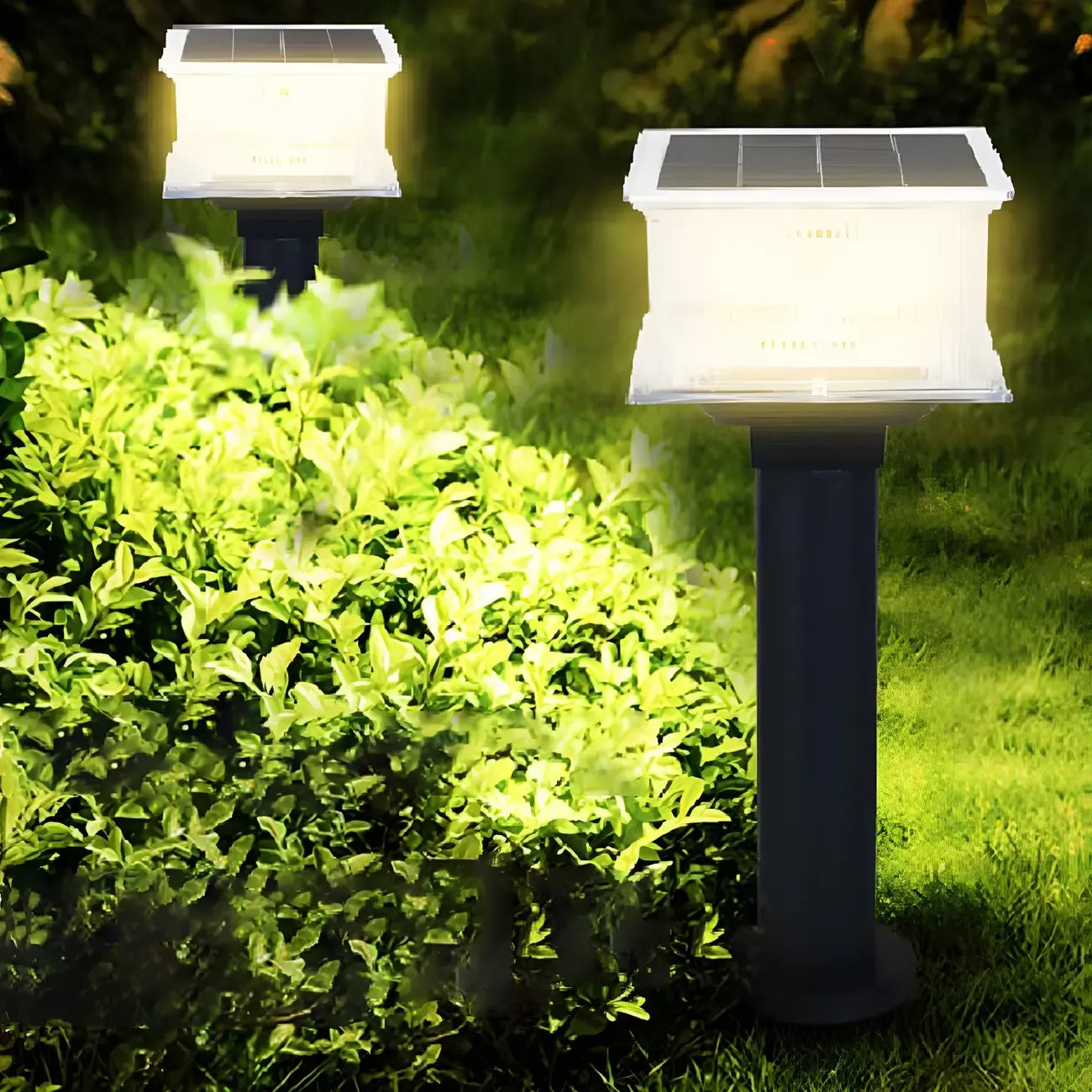 Clear Geometric 3 Color Light Solar Outdoor Post Lights