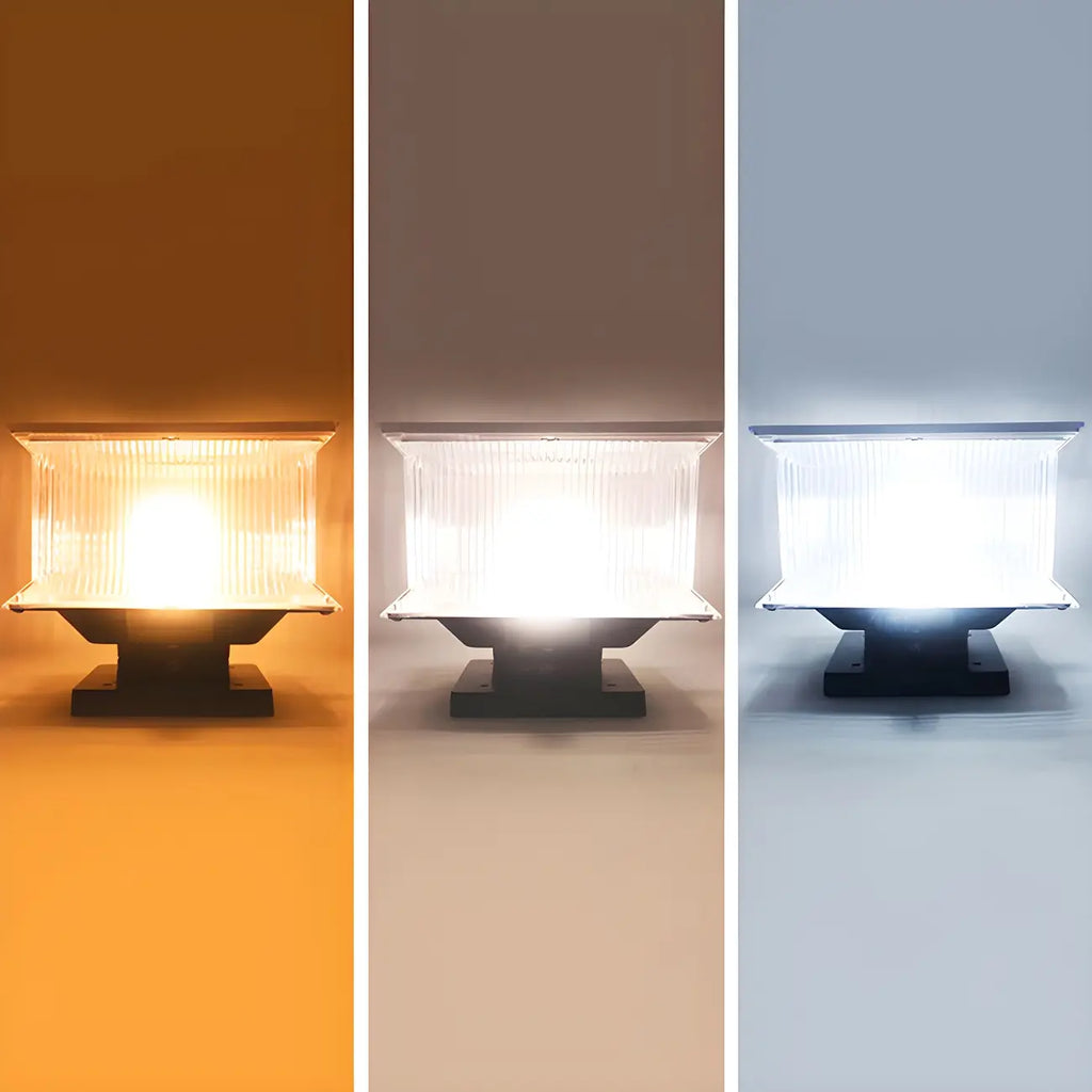 Clear Geometric 3 Color Light Solar Outdoor Post Lights