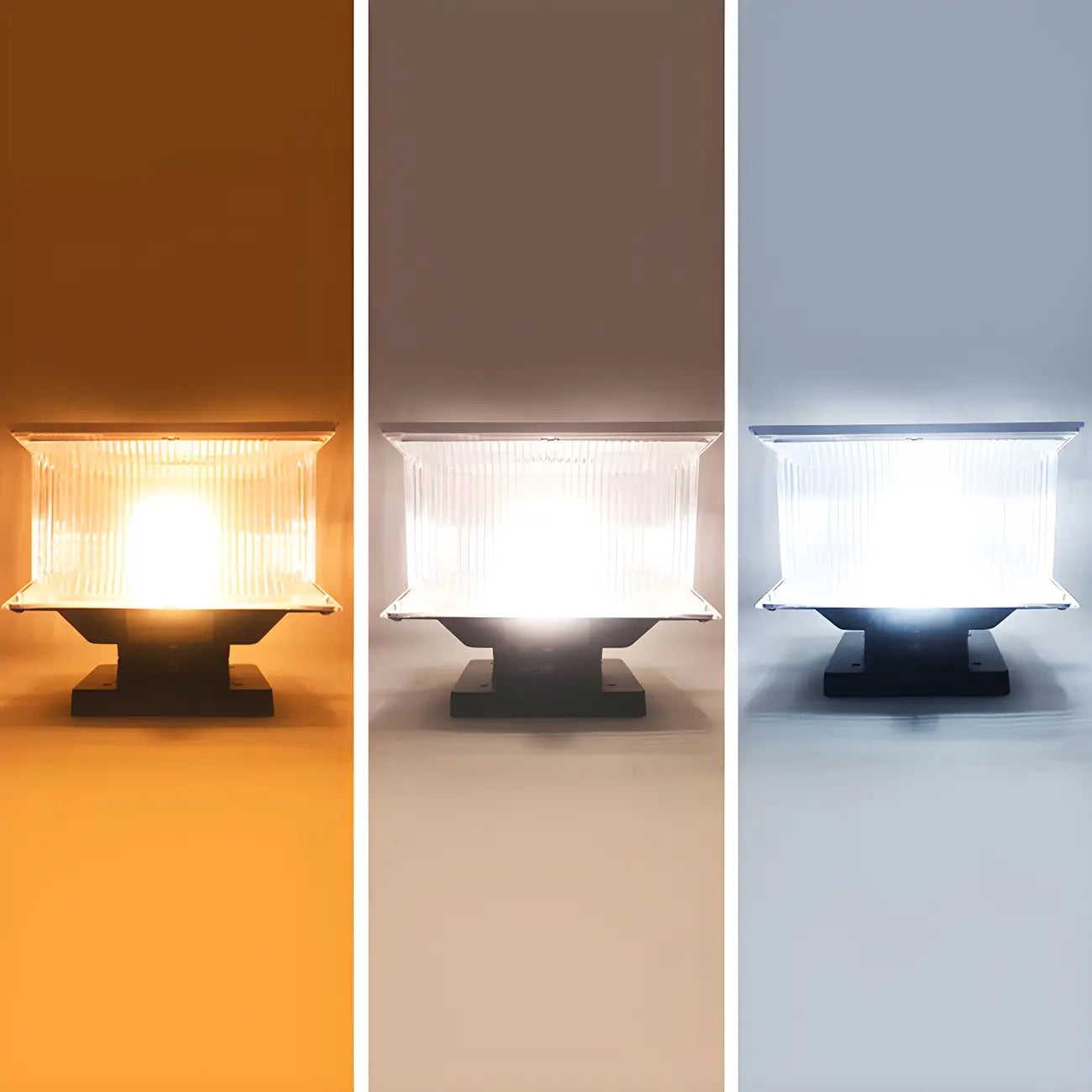 Clear Geometric 3 Color Light Solar Outdoor Post Lights