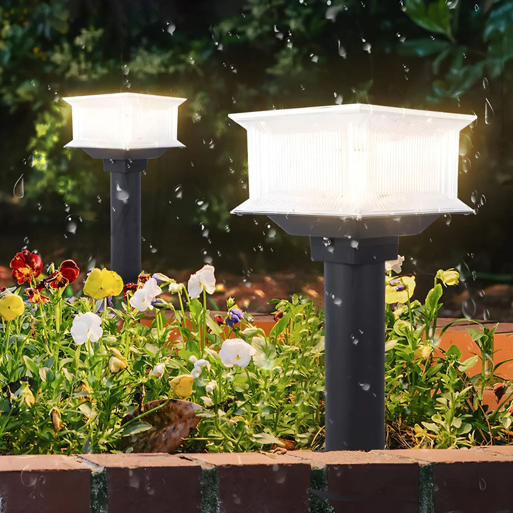 Clear Geometric 3 Color Light Solar Outdoor Post Lights