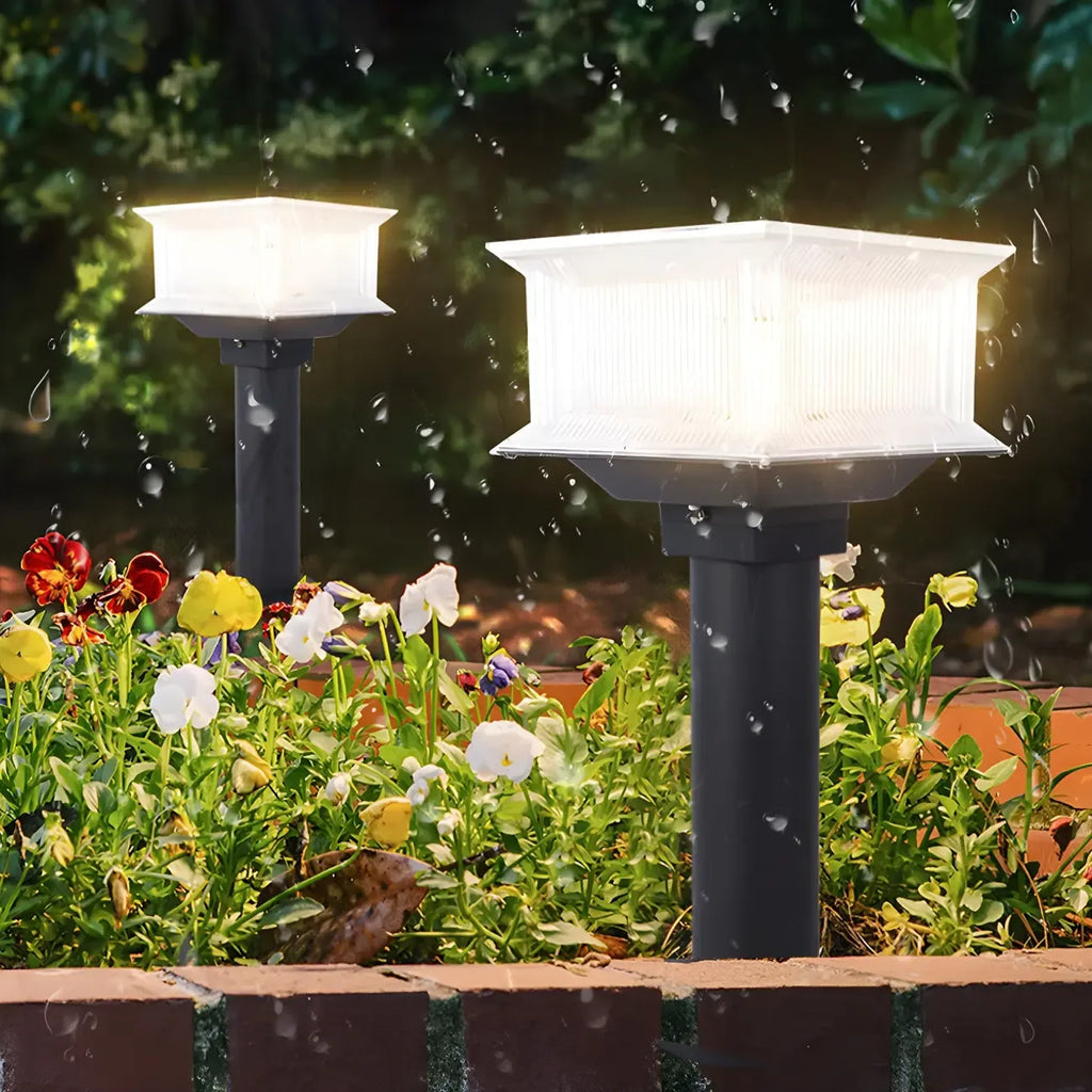 Clear Geometric 3 Color Light Solar Outdoor Post Lights