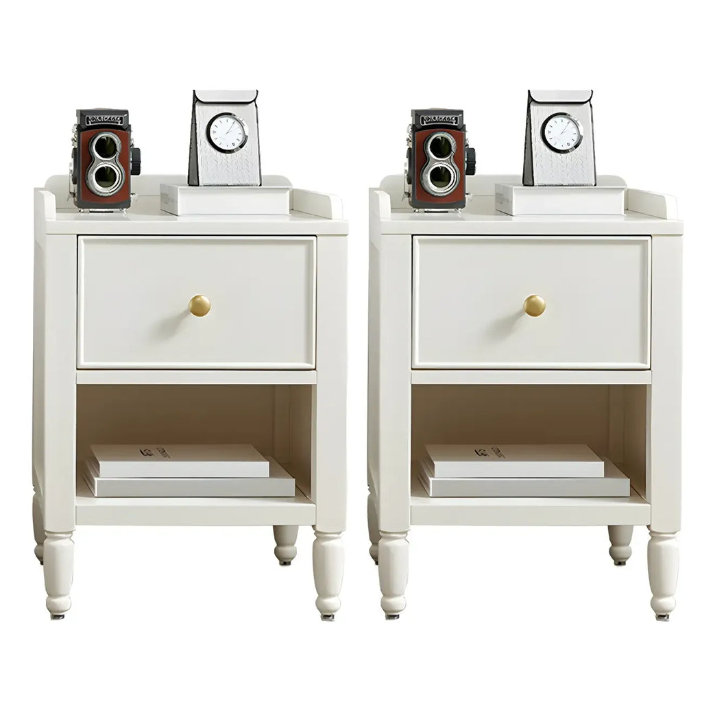 Narrow Bedroom Tip Resistant White Wood Nightstand