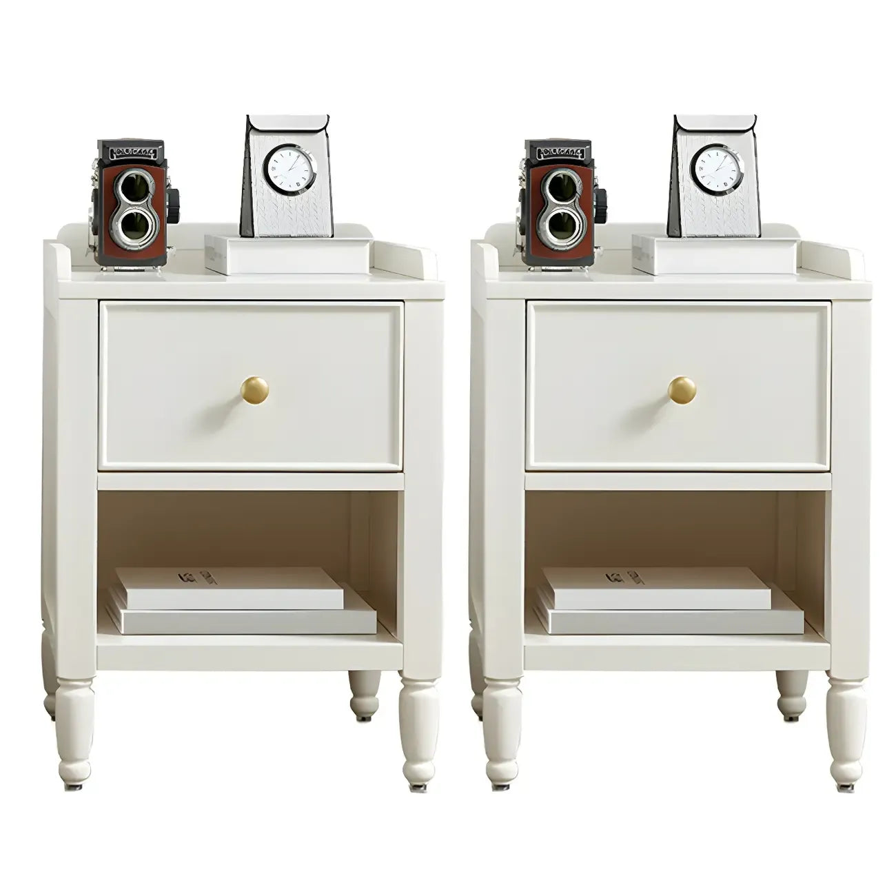 Narrow Bedroom Tip Resistant White Wood Nightstand