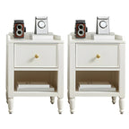 Narrow Bedroom Tip Resistant White Wood Nightstand