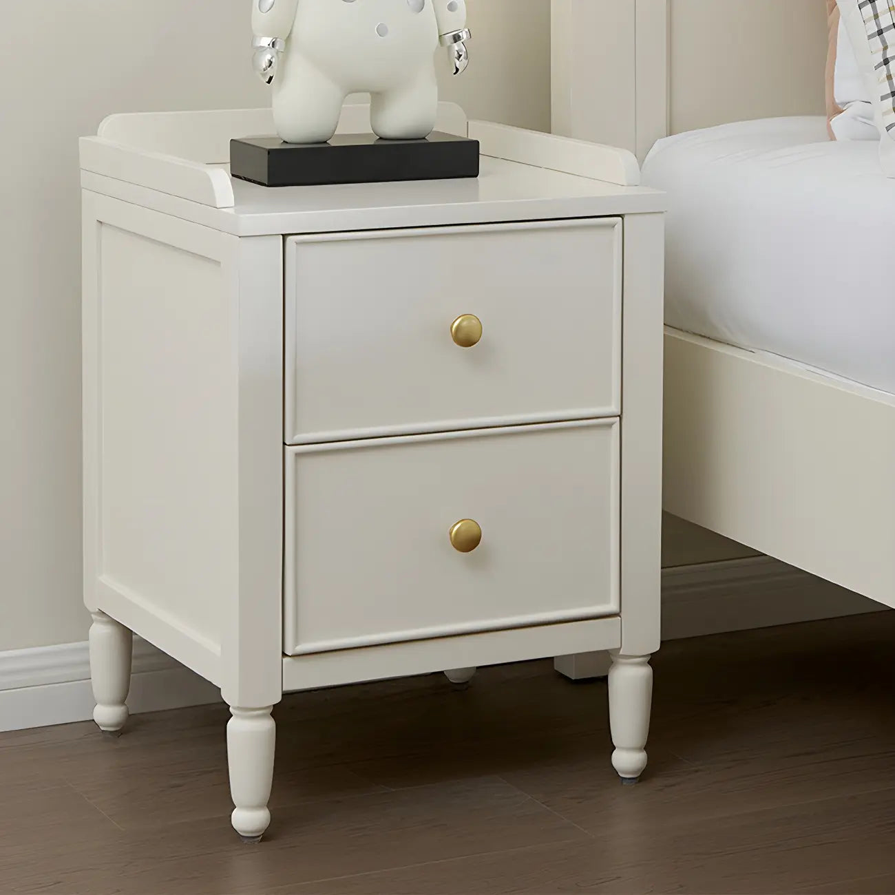 Narrow Bedroom Tip Resistant White Wood Nightstand