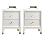 Narrow Bedroom Tip Resistant White Wood Nightstand