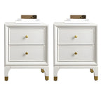 Narrow Bedroom Tip Resistant White Wood Nightstand