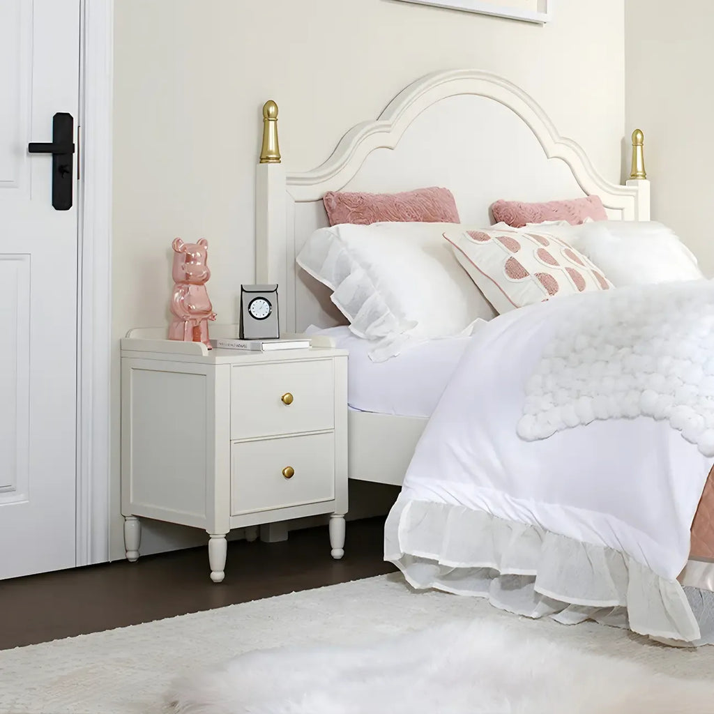 Narrow Bedroom Tip Resistant White Wood Nightstand