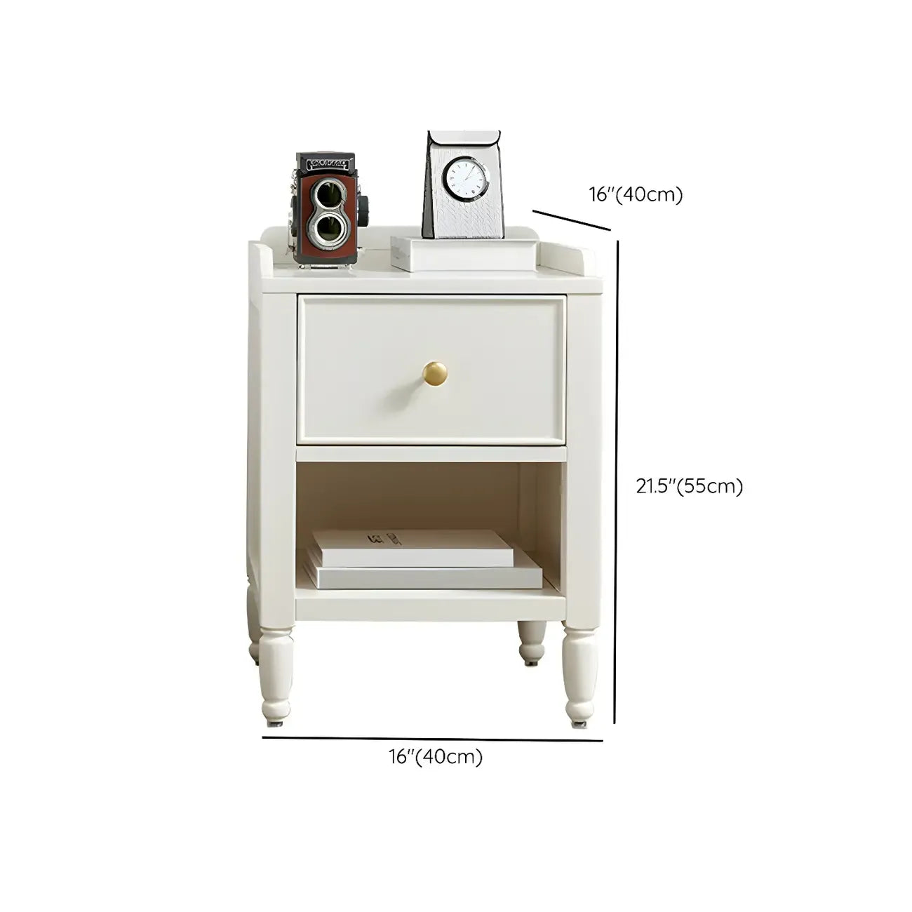 Narrow Bedroom Tip Resistant White Wood Nightstand
