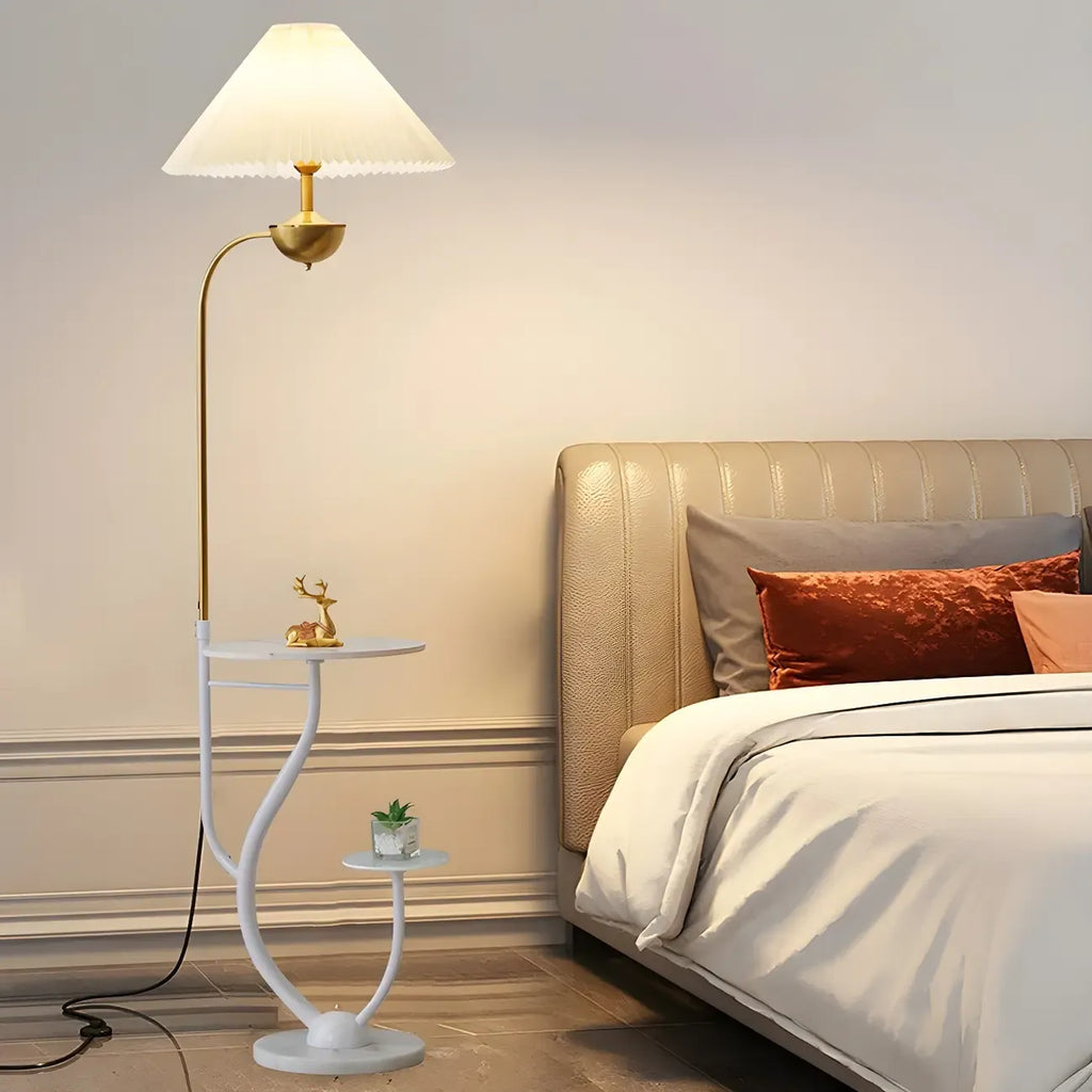 Contemporary Black Floor Lamp with Shelves for Living Room