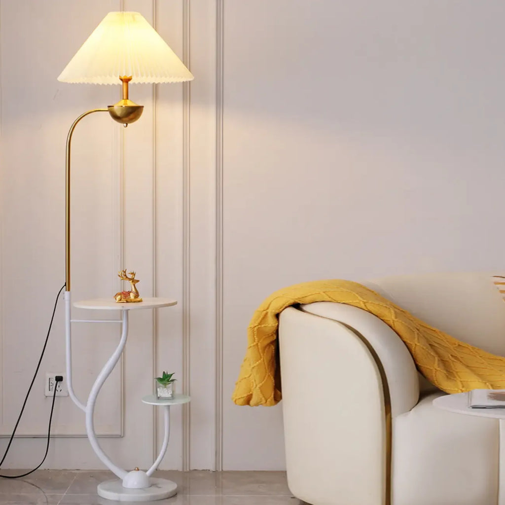 Contemporary Black Floor Lamp with Shelves for Living Room