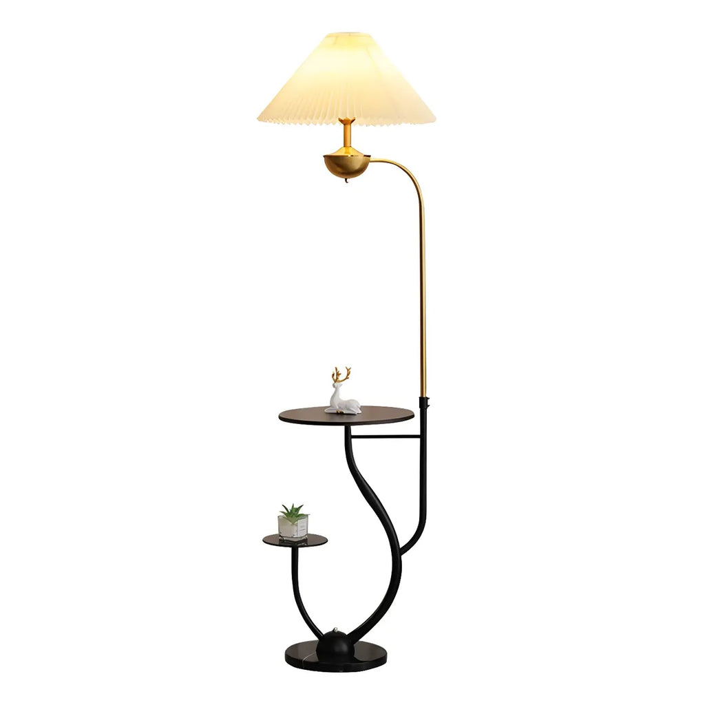 Contemporary Black Floor Lamp with Shelves for Living Room