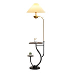 Contemporary Black Floor Lamp with Shelves for Living Room