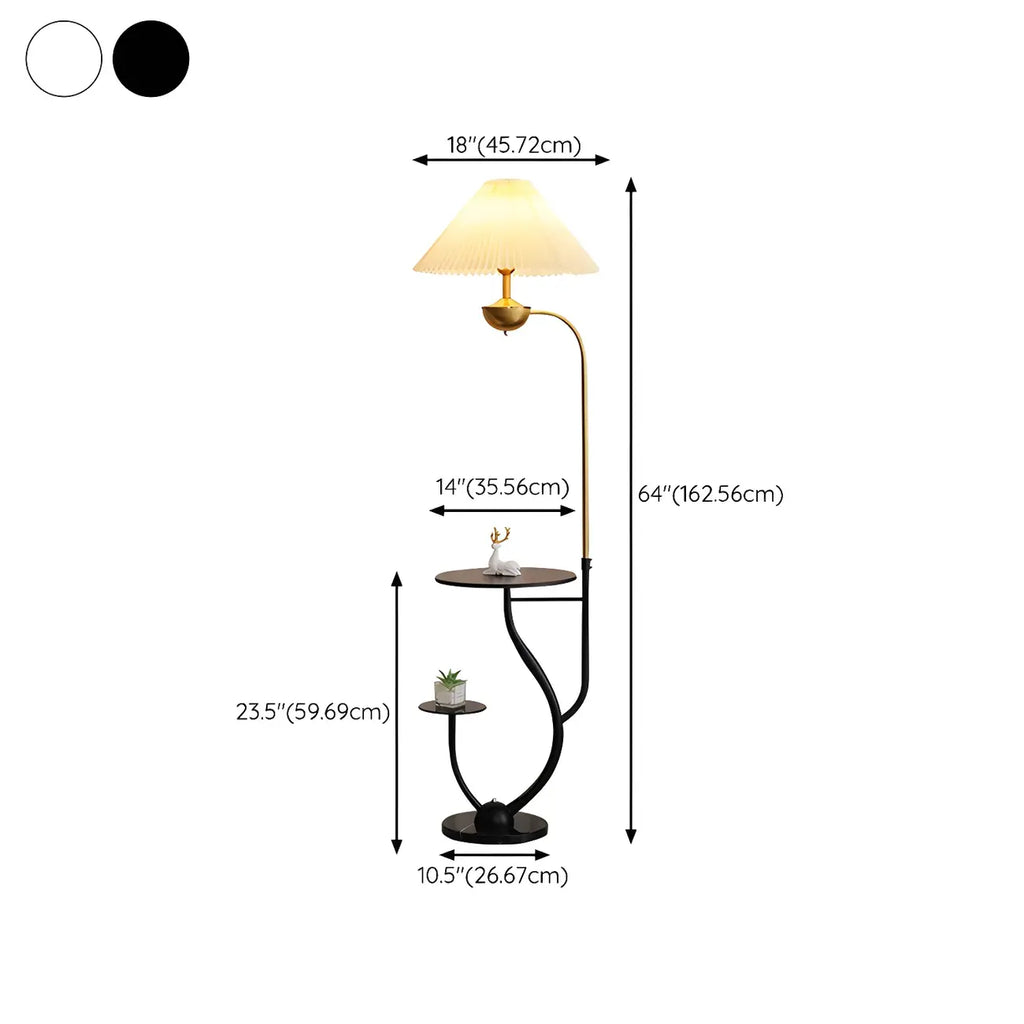 Contemporary Black Floor Lamp with Shelves for Living Room