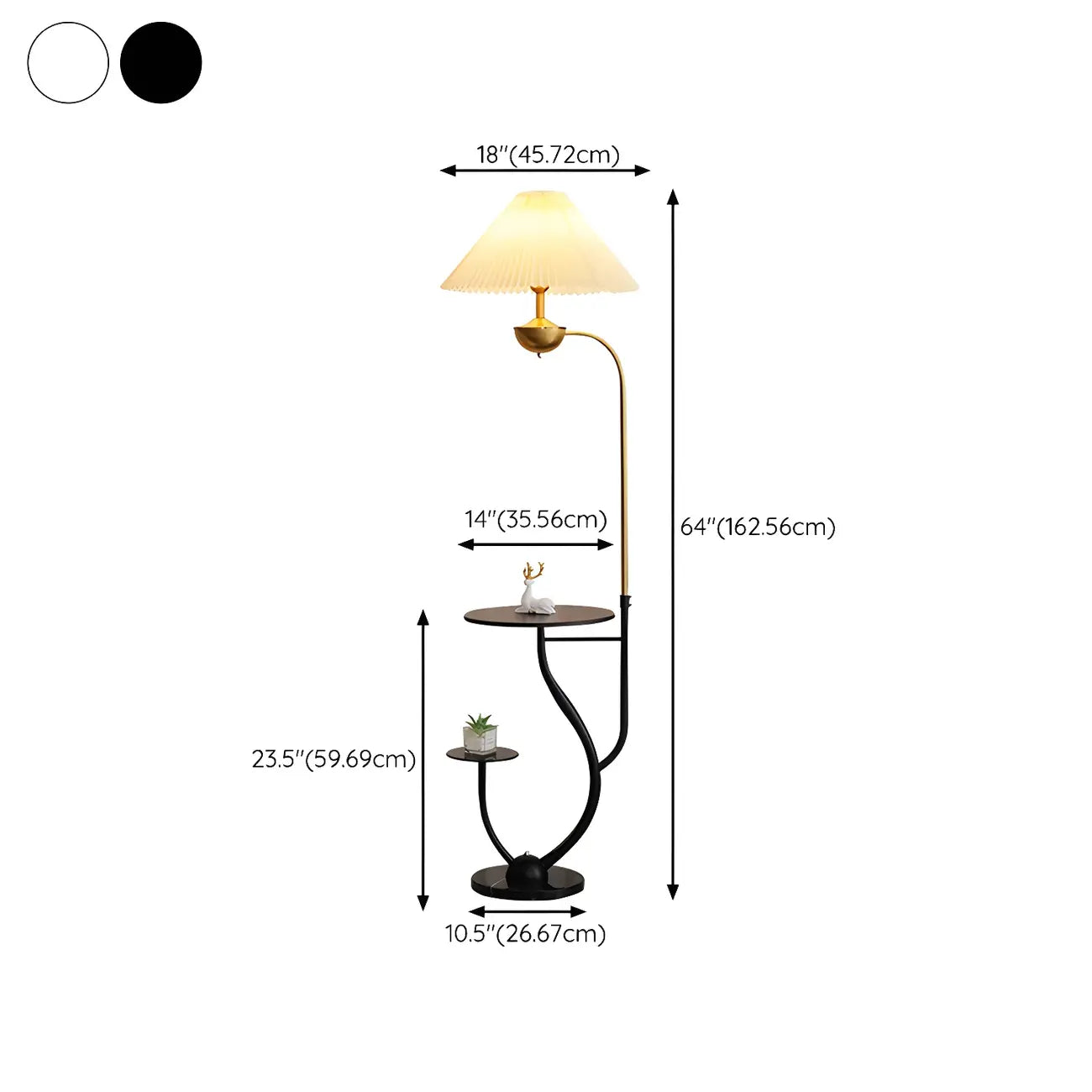 Contemporary Black Floor Lamp with Shelves for Living Room