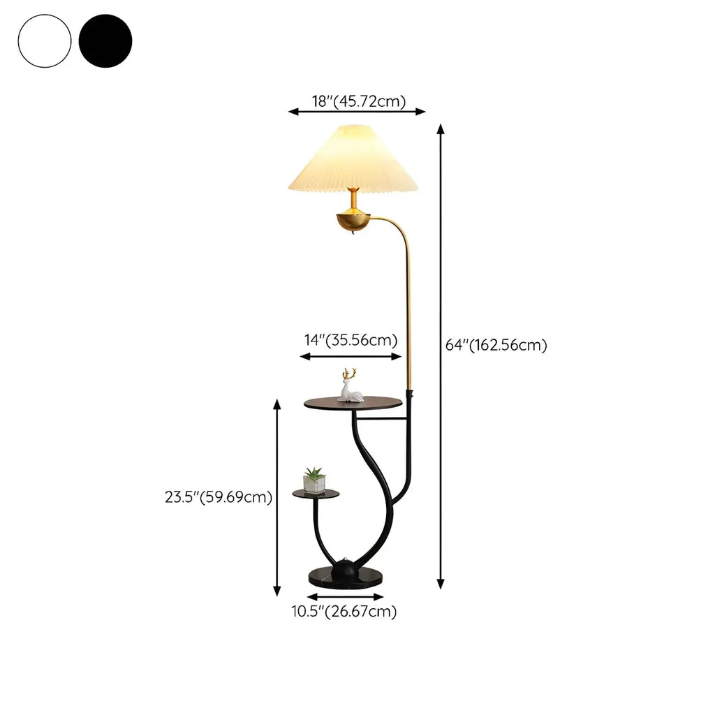 Contemporary Black Floor Lamp with Shelves for Living Room