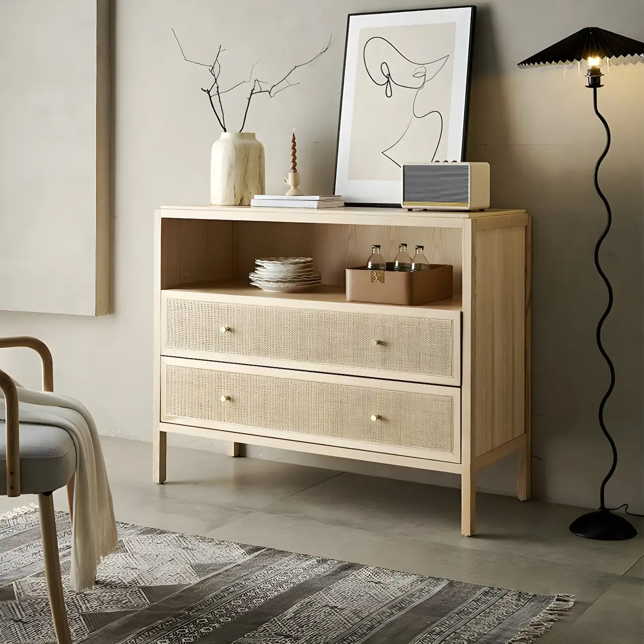 Tropical Natural Wooden Bachelor Chests with Drawers