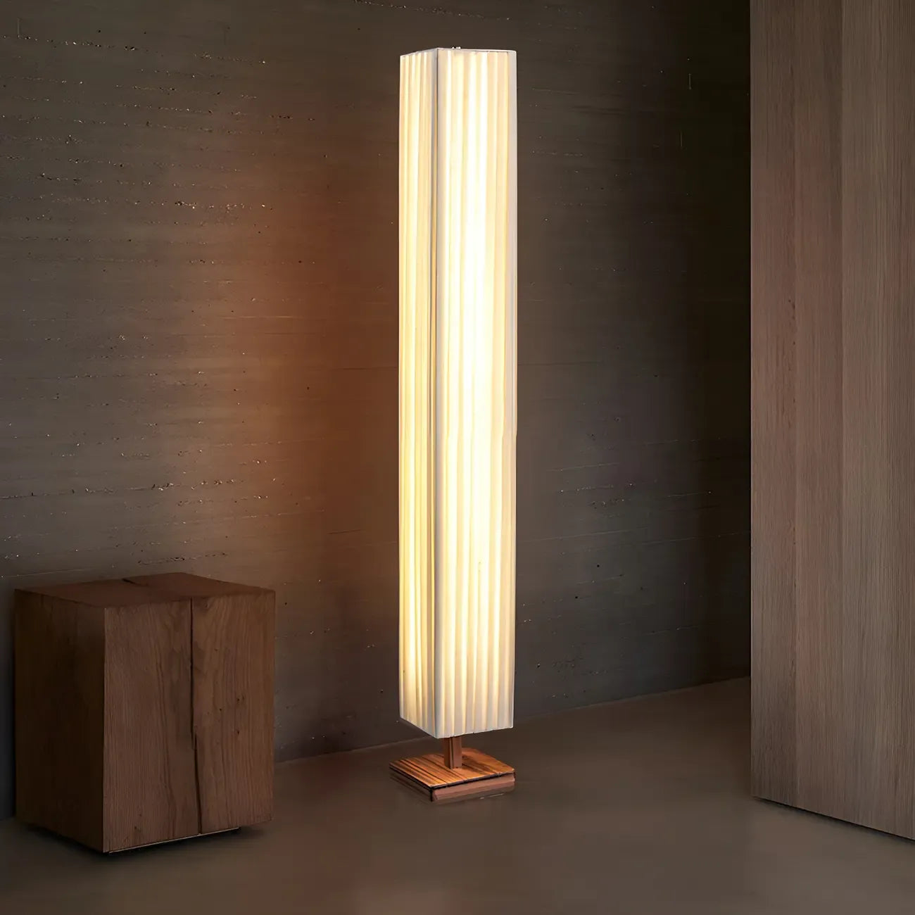 Modern Column Wood 3-Color LED Floor Lamp for Living Room