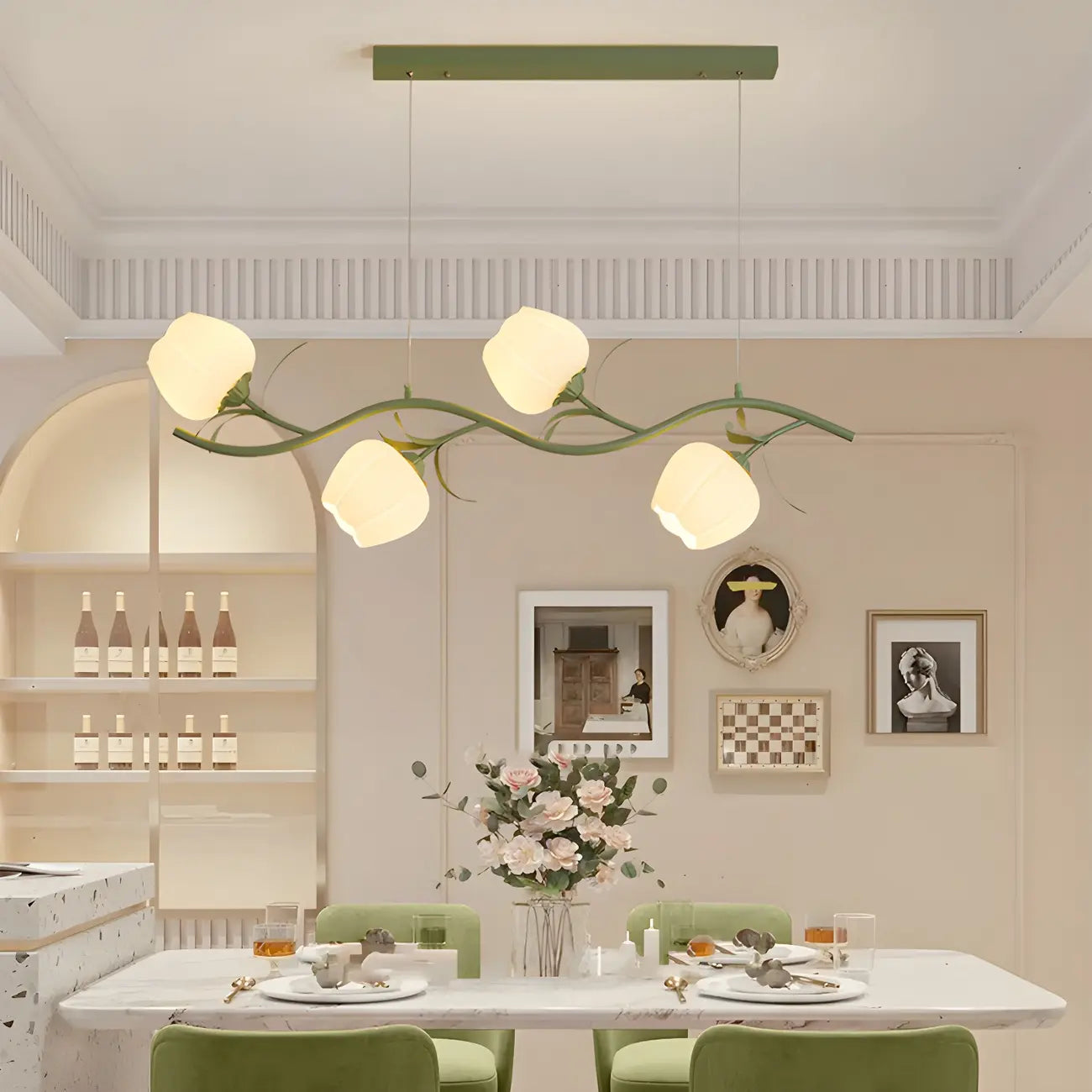 Elegant Modern Flower-Shaped Island Pendant Light for Kitchen
