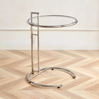 Silver Round C-Shaped Adjustable Height End Table