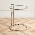 Silver Round C-Shaped Adjustable Height End Table
