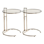 Silver Round C-Shaped Adjustable Height End Table