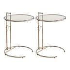 Silver Round C-Shaped Adjustable Height End Table