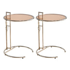 Silver Round C-Shaped Adjustable Height End Table
