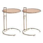 Silver Round C-Shaped Adjustable Height End Table