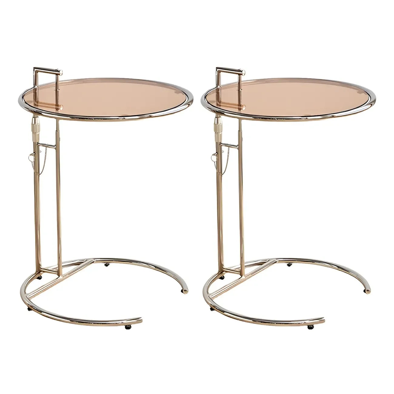 Silver Round C-Shaped Adjustable Height End Table