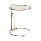 Silver Round C-Shaped Adjustable Height End Table