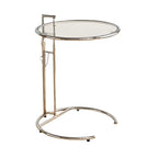 Silver Round C-Shaped Adjustable Height End Table