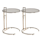 Silver Round C-Shaped Adjustable Height End Table