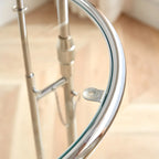Silver Round C-Shaped Adjustable Height End Table