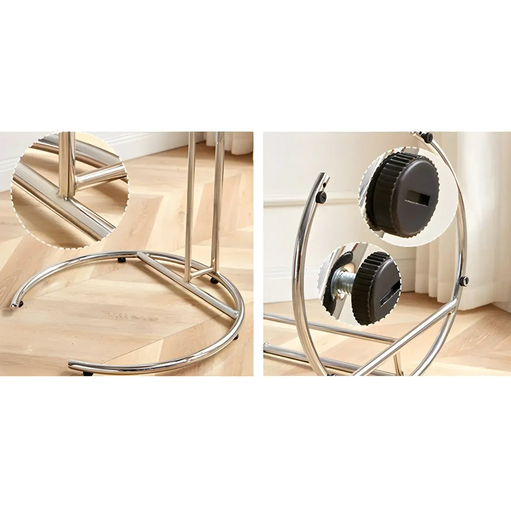 Silver Round C-Shaped Adjustable Height End Table