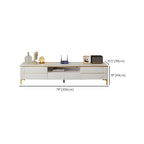 71 White Stone Fluted Open Storage TV Stand with Gold Legs
