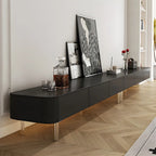 87 Modern Black Wooden Long TV Stand with Drawers