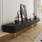 87 Modern Black Wooden Long TV Stand with Drawers