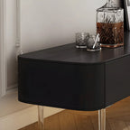 87 Modern Black Wooden Long TV Stand with Drawers