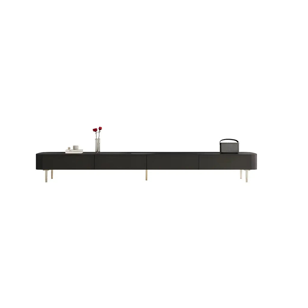 87 Modern Black Wooden Long TV Stand with Drawers