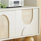 79 White Modern Acrylic Arch Panel Cable Management TV Stand