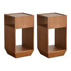 Mid-century Modern 2-tier Wood Side Table with Open Storage
