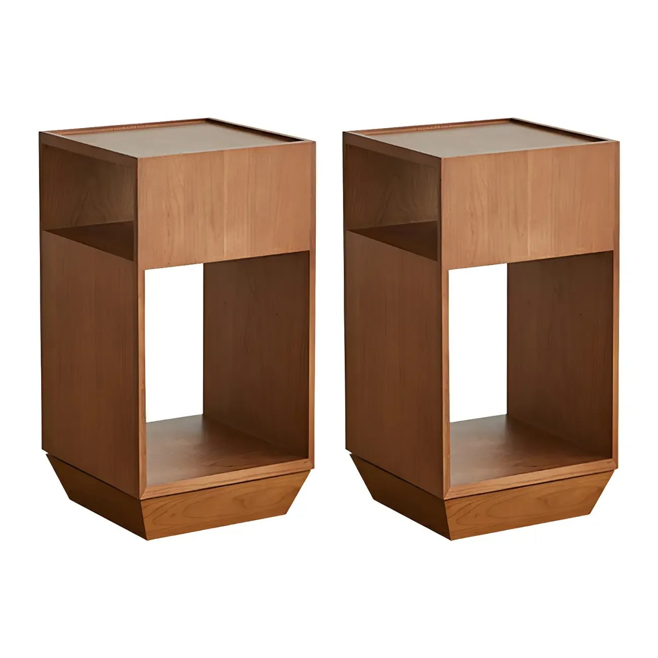 Mid-century Modern 2-tier Wood Side Table with Open Storage