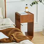 Mid-century Modern 2-tier Wood Side Table with Open Storage