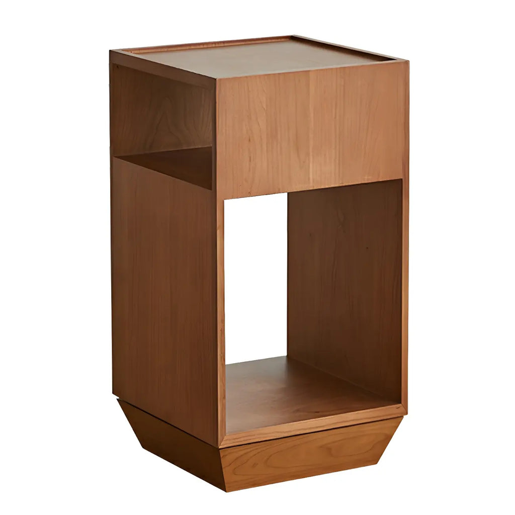 Mid-century Modern 2-tier Wood Side Table with Open Storage