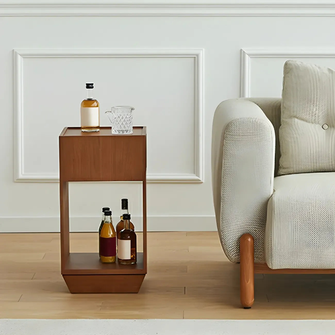 Mid-century Modern 2-tier Wood Side Table with Open Storage